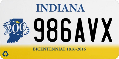 IN license plate 986AVX