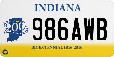 IN license plate 986AWB