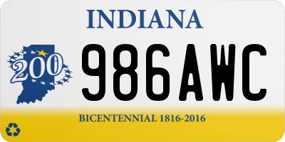 IN license plate 986AWC