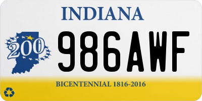 IN license plate 986AWF