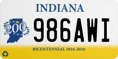 IN license plate 986AWI