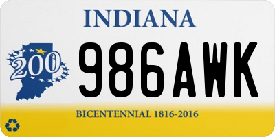 IN license plate 986AWK