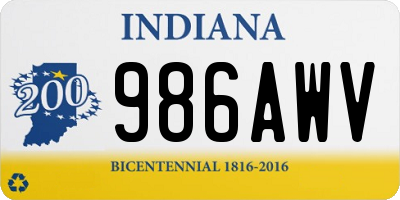 IN license plate 986AWV