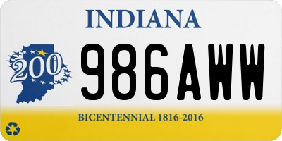 IN license plate 986AWW