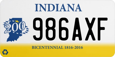 IN license plate 986AXF