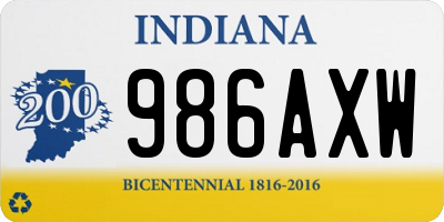 IN license plate 986AXW