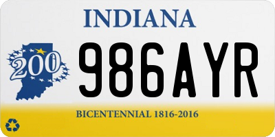 IN license plate 986AYR