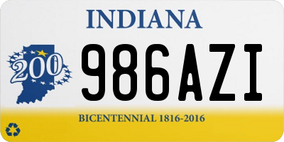 IN license plate 986AZI