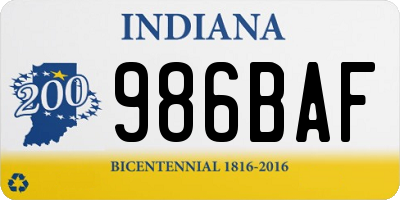 IN license plate 986BAF