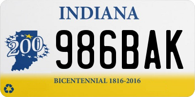 IN license plate 986BAK