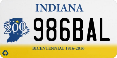 IN license plate 986BAL