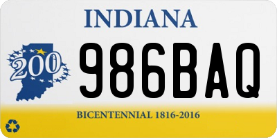 IN license plate 986BAQ