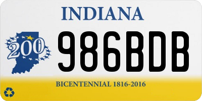 IN license plate 986BDB