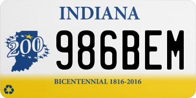 IN license plate 986BEM