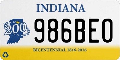 IN license plate 986BEO