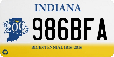 IN license plate 986BFA