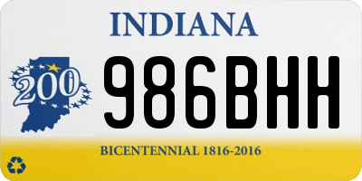 IN license plate 986BHH