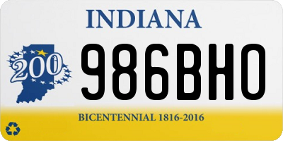 IN license plate 986BHO