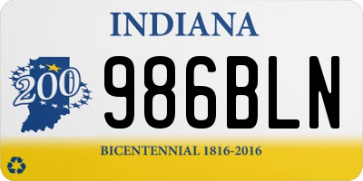 IN license plate 986BLN
