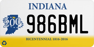 IN license plate 986BML