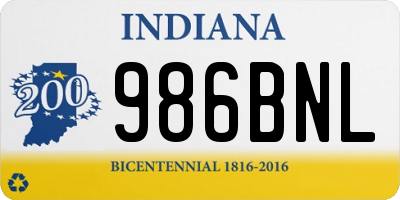 IN license plate 986BNL