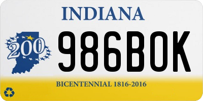 IN license plate 986BOK