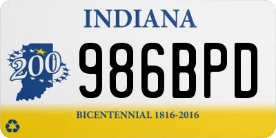 IN license plate 986BPD