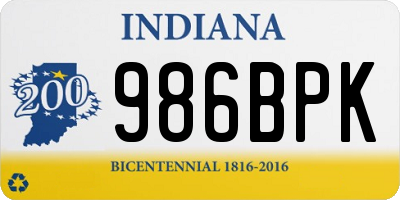 IN license plate 986BPK