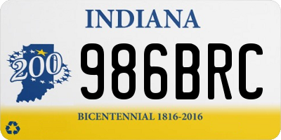 IN license plate 986BRC