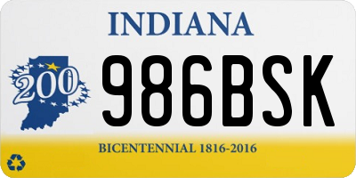 IN license plate 986BSK