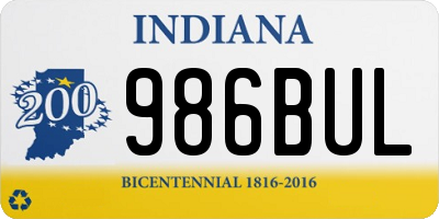 IN license plate 986BUL