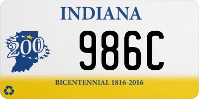 IN license plate 986C