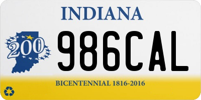 IN license plate 986CAL