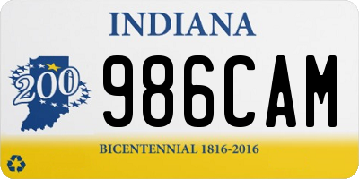 IN license plate 986CAM