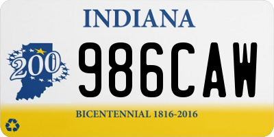 IN license plate 986CAW