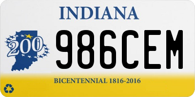 IN license plate 986CEM