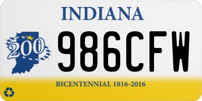 IN license plate 986CFW