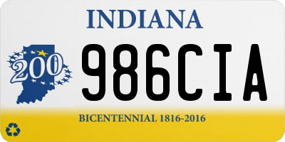 IN license plate 986CIA