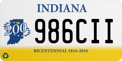 IN license plate 986CII