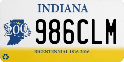 IN license plate 986CLM