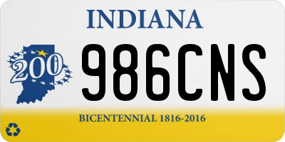 IN license plate 986CNS