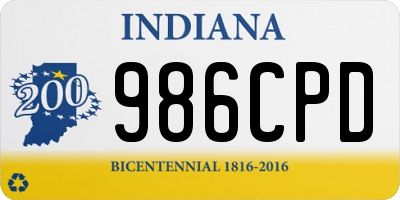 IN license plate 986CPD