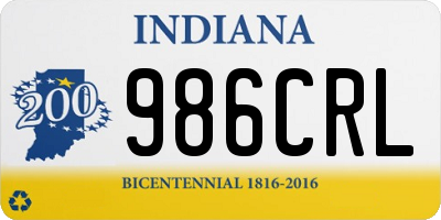 IN license plate 986CRL