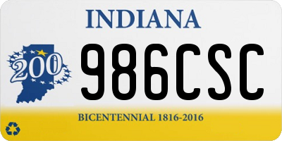 IN license plate 986CSC