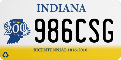 IN license plate 986CSG