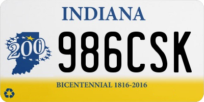IN license plate 986CSK