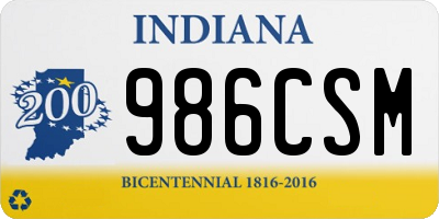 IN license plate 986CSM