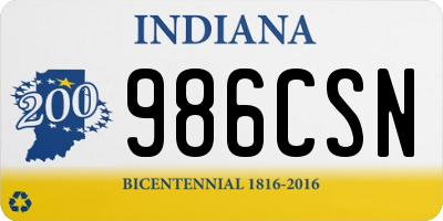 IN license plate 986CSN