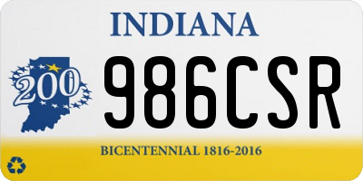 IN license plate 986CSR