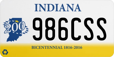 IN license plate 986CSS